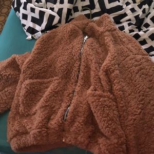 Fluffy faux fur teddy coat